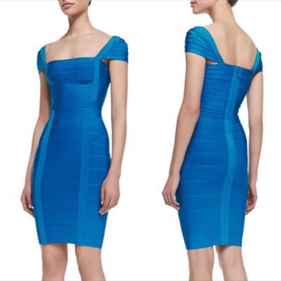 Herve Leger Dresses & Skirts - Herve Leger Dynamite Blue Bodycon Bandage Style “Kristen” Deep Ocean Size Small